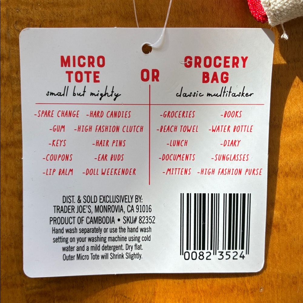 Trader Joe's Canvas Micro Tote Set
Comes with reusable grocery bag - Picture 2 of 2